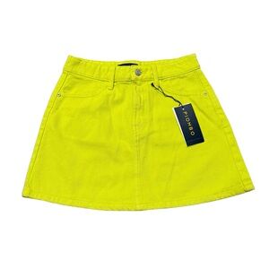 Piombo Women’s Neon Yellow 100% Pure Cotton Denim Skirt Size Small
